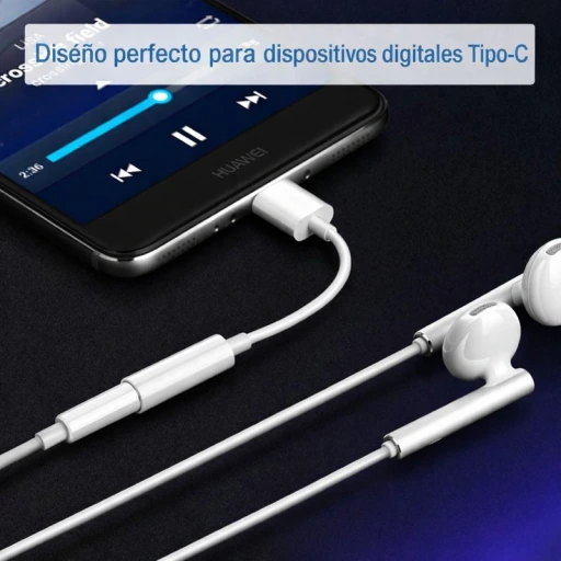 Adaptador USB-C a Aux 3.5 mm (audio y llamadas)