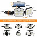 Lámpara Solar LED Exterior de 3 Cabezas Ajustables con Control Remoto e IP65