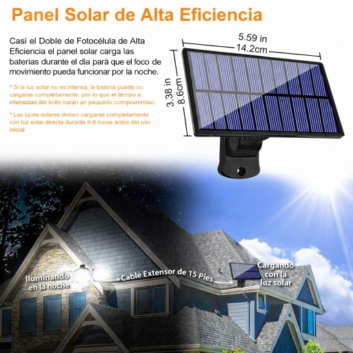 Lámpara Solar LED Exterior de 3 Cabezas Ajustables con Control Remoto e IP65